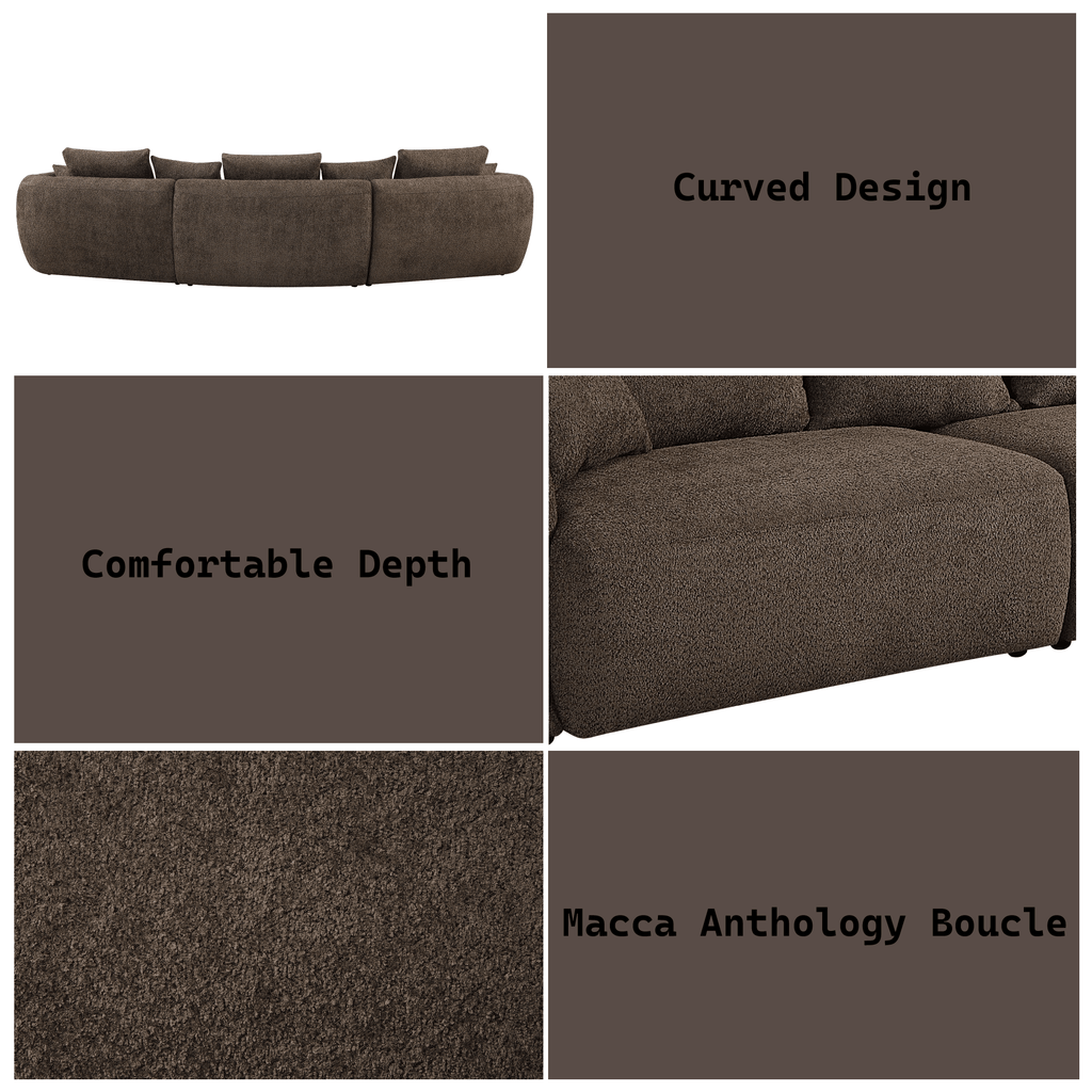 Bash Macca Anthology Brown Boucle Modular Sectional Sofa 145L