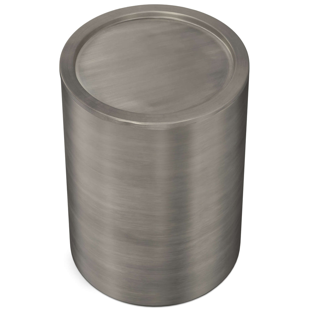 Corbin Cylindrical Antique Silver Side Table 16'