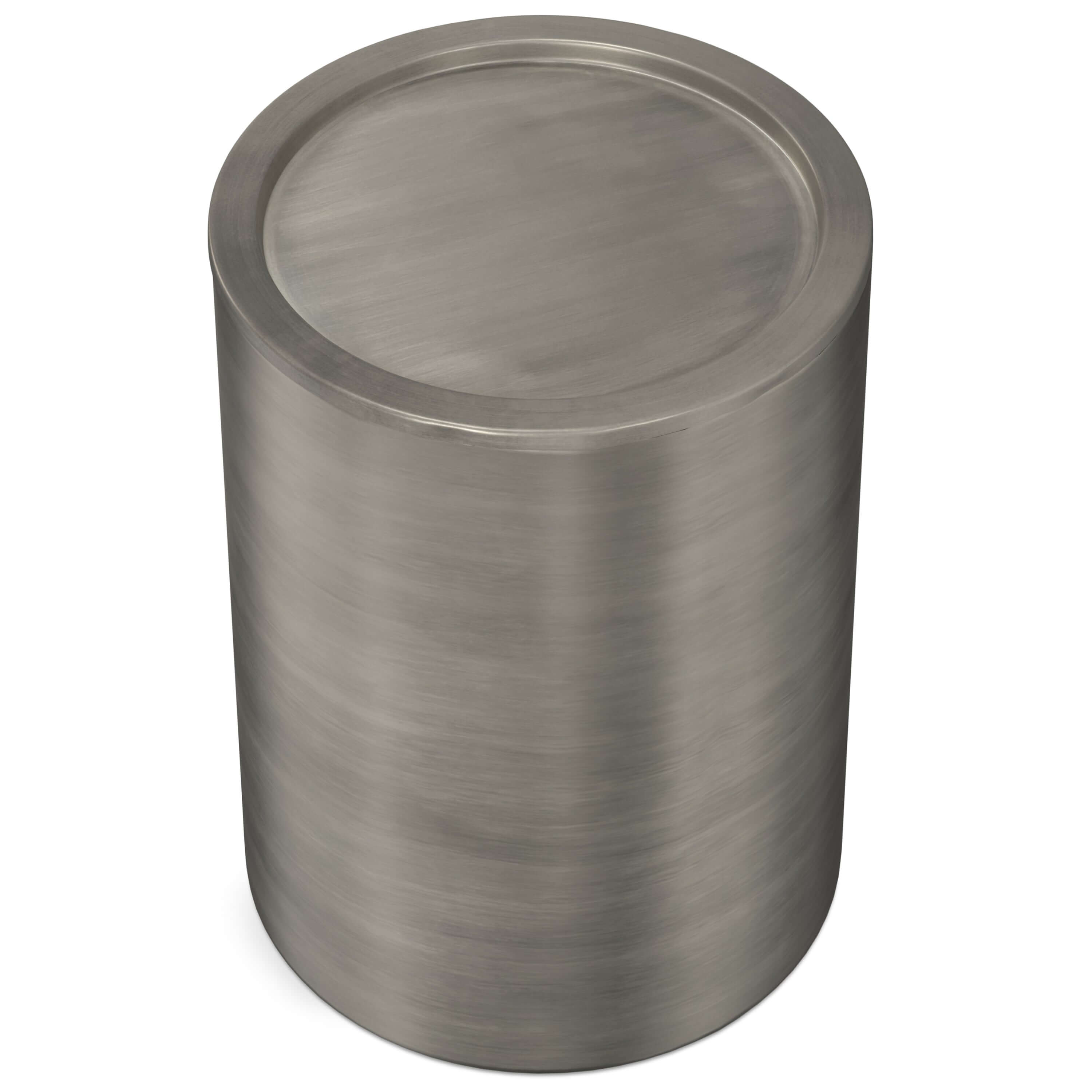 Corbin Cylindrical Antique Silver Side Table 16'