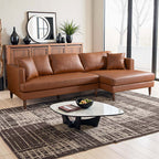 Blake Cognac Leather Sectional Sofa Right Facing Chaise 107