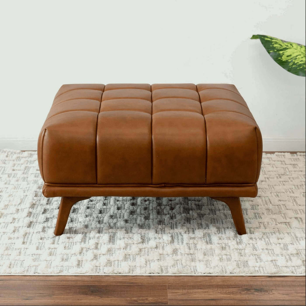 Addison MCM Tufted Square Ottoman (Color & Upholstery Options)
