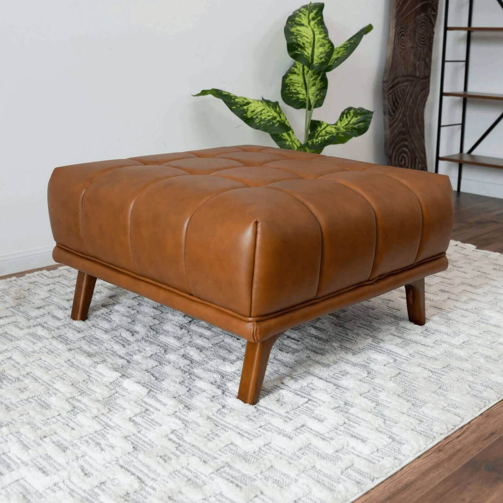 Addison MCM Tufted Square Ottoman (Color & Upholstery Options)
