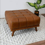 Addison MCM Tufted Square Ottoman (Color & Upholstery Options)