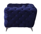 Atronia Luxe Deco Blue Velvet Sofa Loveseat 72L