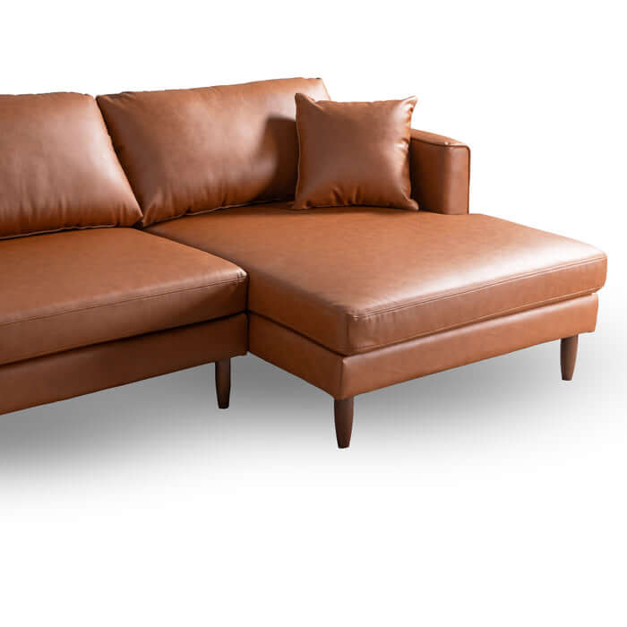 Blake Cognac Leather Sectional Sofa Right Facing Chaise 107