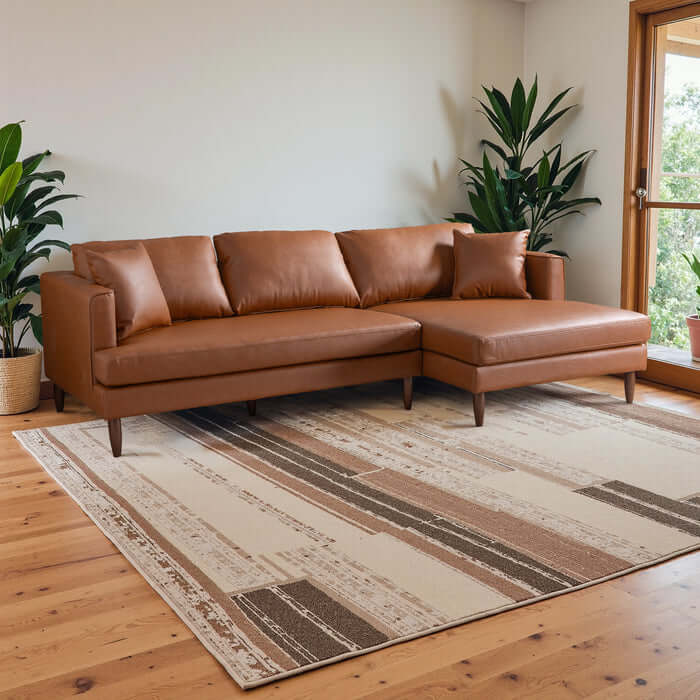 Blake Cognac Leather Sectional Sofa Right Facing Chaise 107