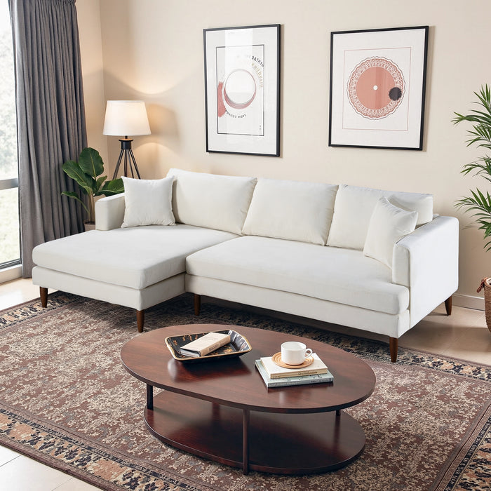Blake Velvet Upholstered L-Shape Chaise Sofa Sectional 107