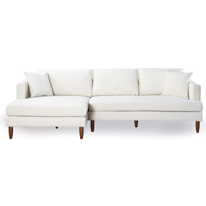 Blake Velvet Upholstered L-Shape Chaise Sofa Sectional 107
