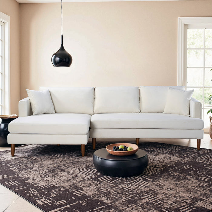 Blake Velvet Upholstered L-Shape Chaise Sofa Sectional 107