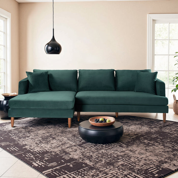 Blake Velvet Upholstered L-Shape Chaise Sofa Sectional 107