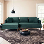 Blake Velvet Upholstered L-Shape Chaise Sofa Sectional 107