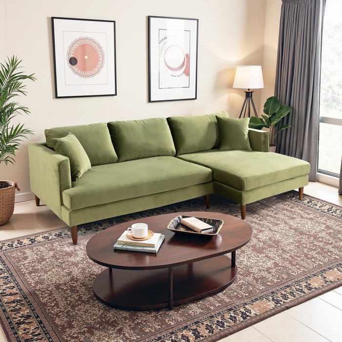 Blake Velvet Upholstered L-Shape Chaise Sofa Sectional 107