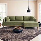 Blake Velvet Upholstered L-Shape Chaise Sofa Sectional 107