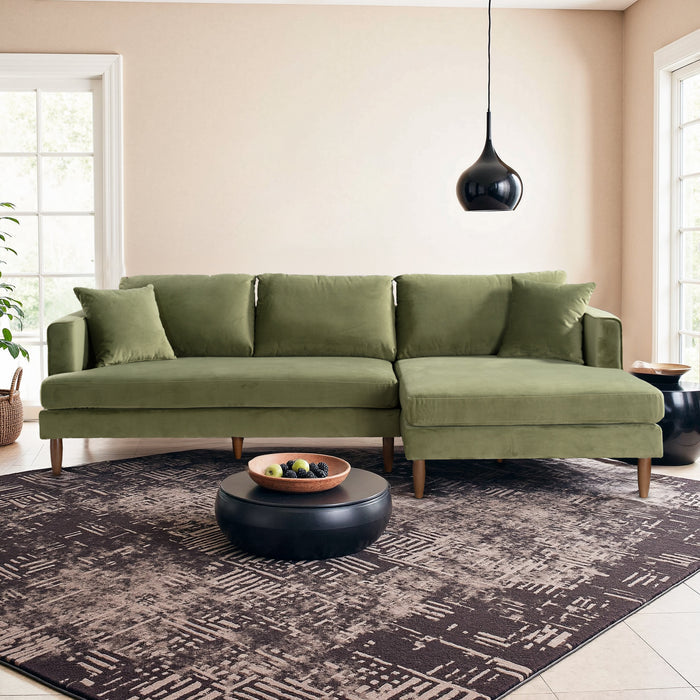 Blake Velvet Upholstered L-Shape Chaise Sofa Sectional 107