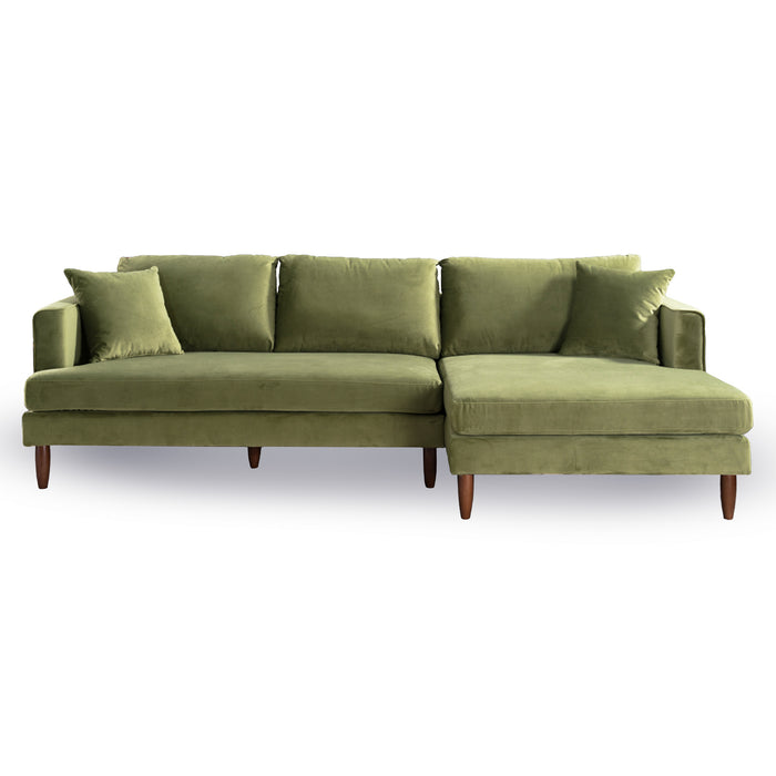 Blake Velvet Upholstered L-Shape Chaise Sofa Sectional 107
