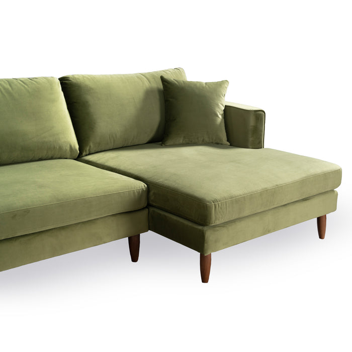 Blake Velvet Upholstered L-Shape Chaise Sofa Sectional 107