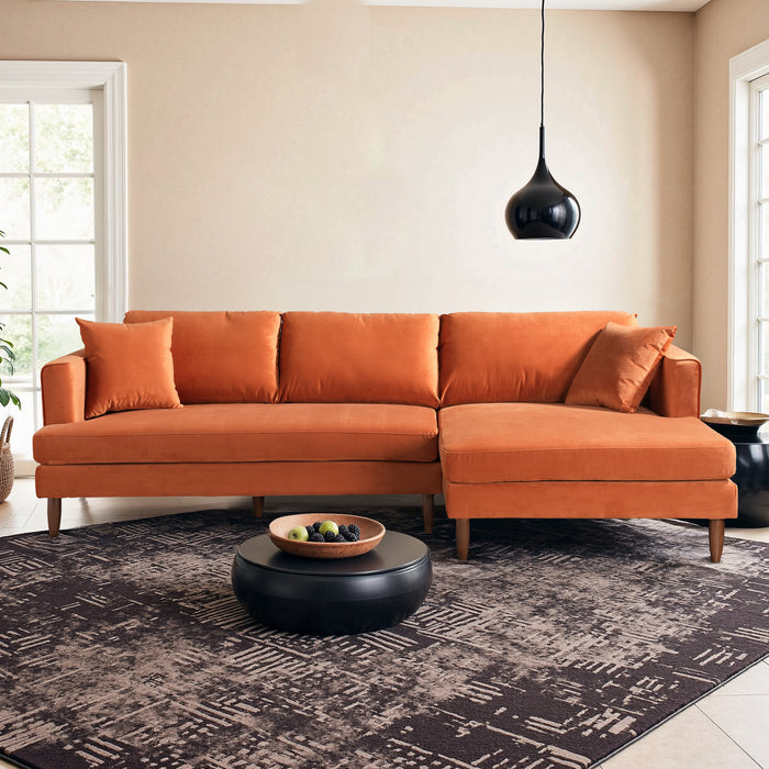 Blake Velvet Upholstered L-Shape Chaise Sofa Sectional 107