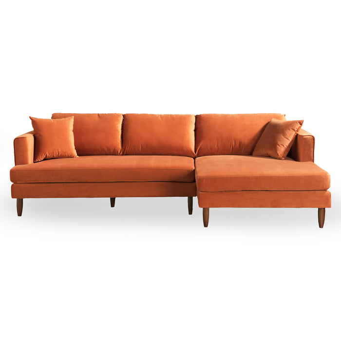 Blake Velvet Upholstered L-Shape Chaise Sofa Sectional 107