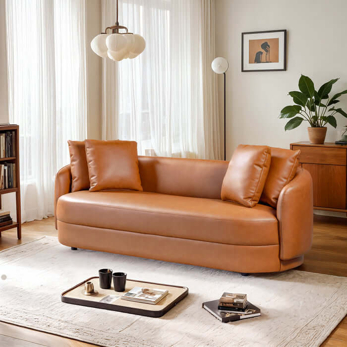 Dylan Modern Cognac PU Leather Sofa 85