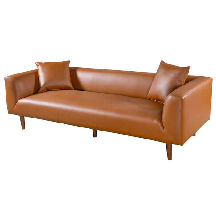 Elwood MCM Cognac Brown PU Leather Sofa 86