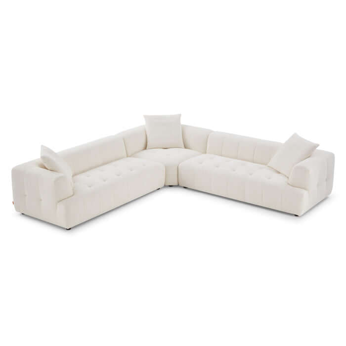 Kaynes L Shape Ivory Boucle Sectional Corner Sofa 120