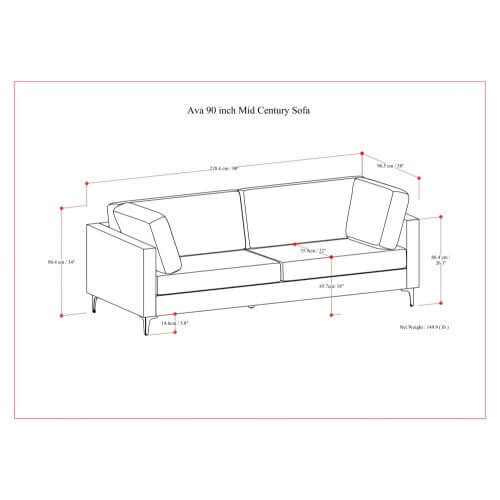 Ava MCM Performance Fabric Sofa 90L (2 Colors)