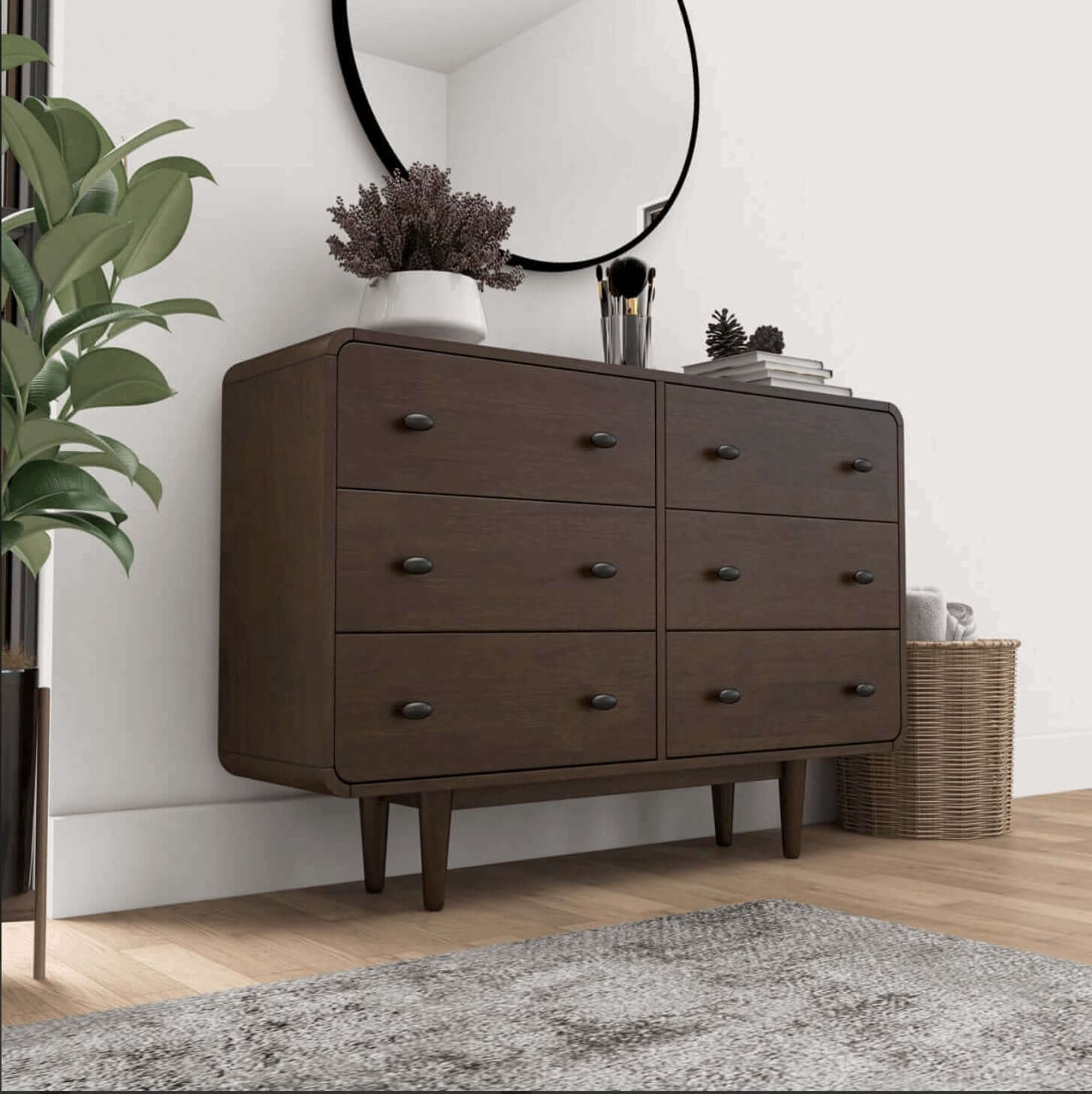 Alexa MCM Solid Wood Walnut Storage Dresser (2 Sizes)