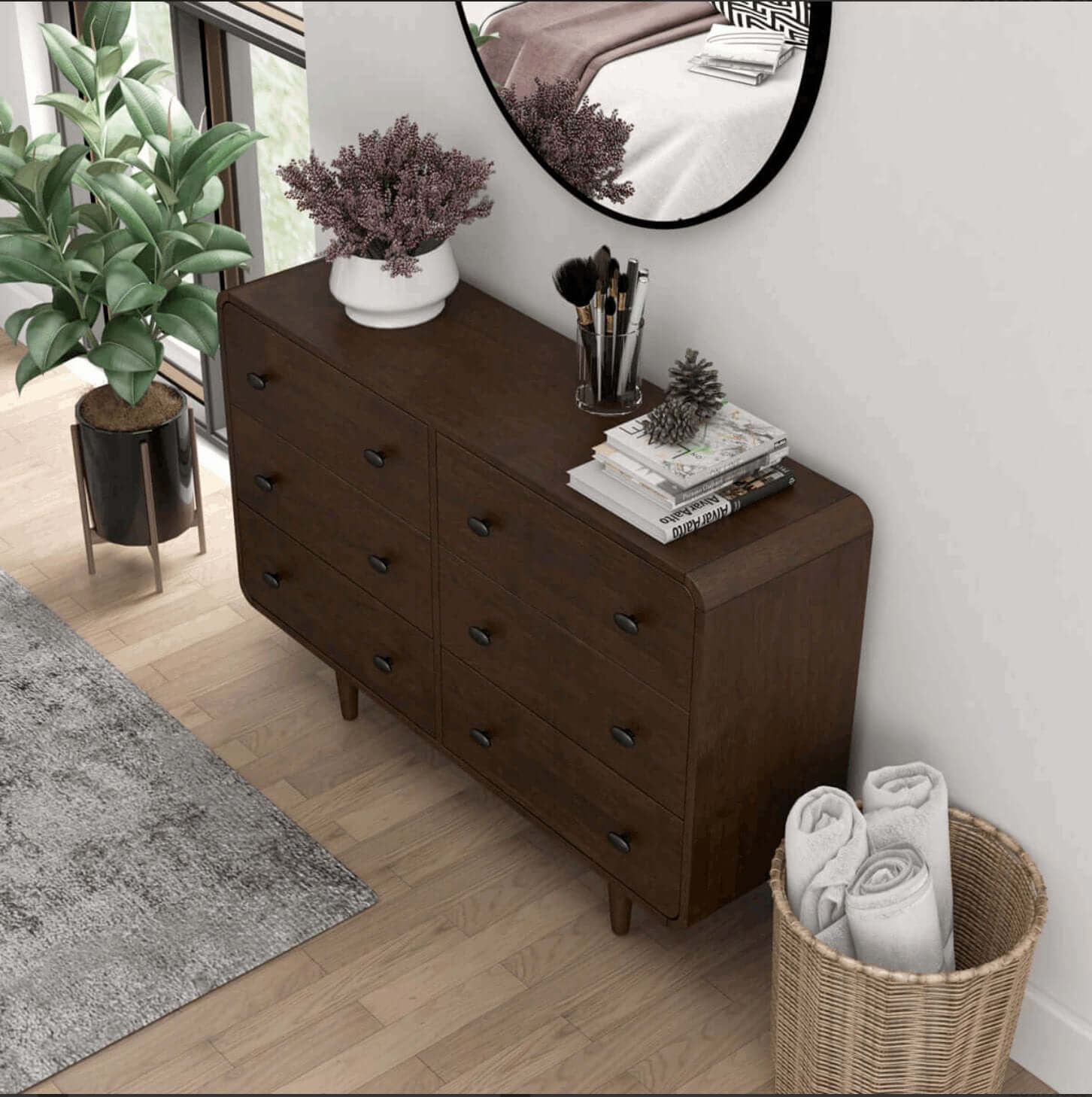 Alexa MCM Solid Wood Walnut Storage Dresser (2 Sizes)