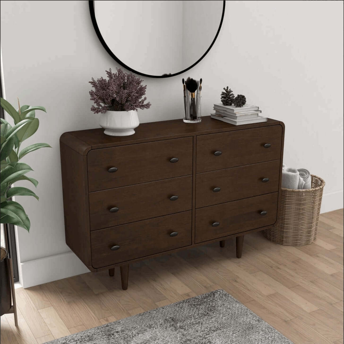 Alexa MCM Solid Wood Walnut Storage Dresser (2 Sizes)