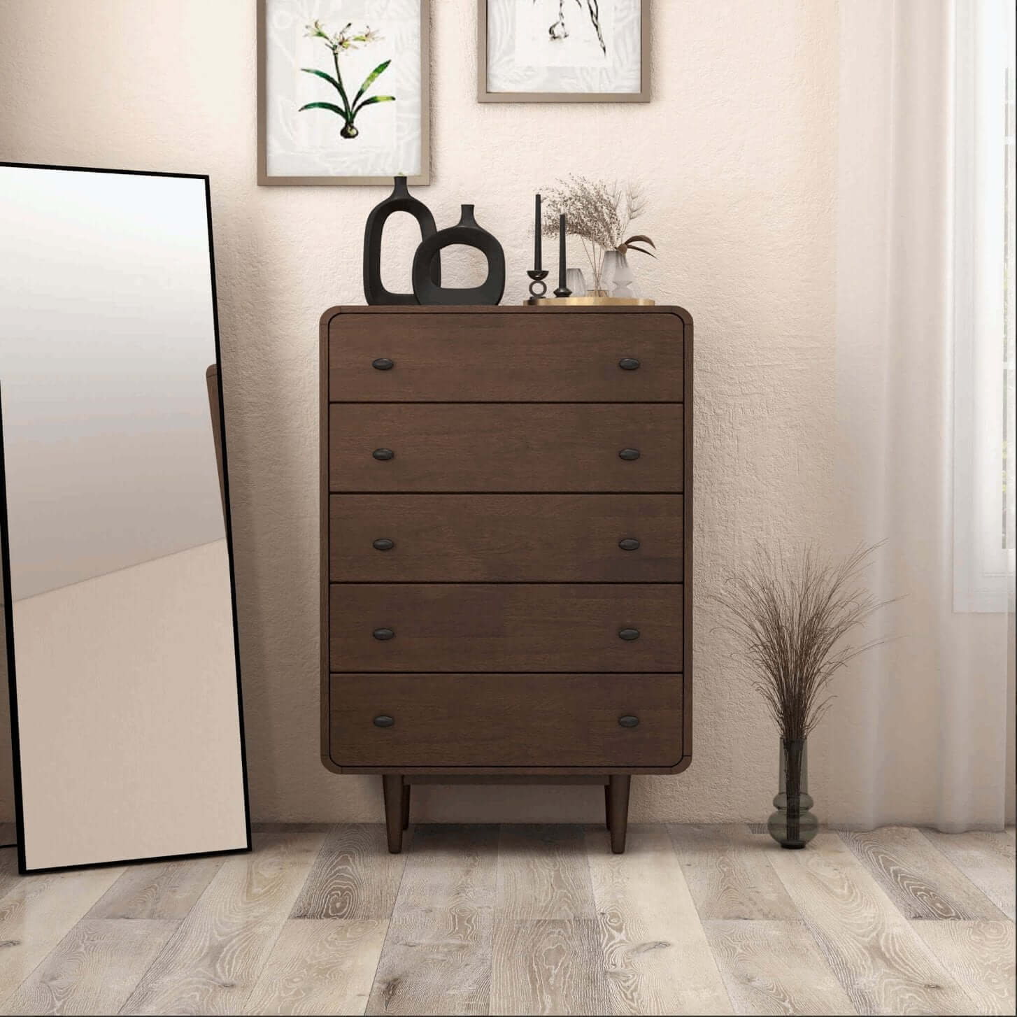Alexa MCM Solid Wood Walnut Storage Dresser (2 Sizes)