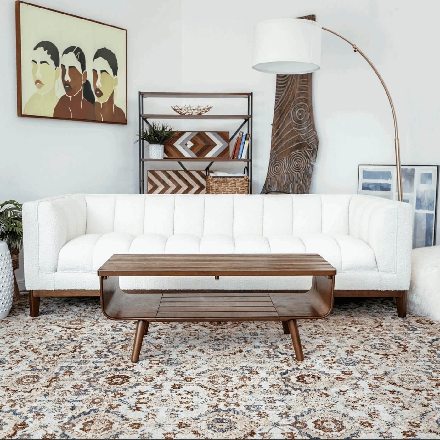 Alice 2 Tier Slatted Top Wood Coffee Table 44”