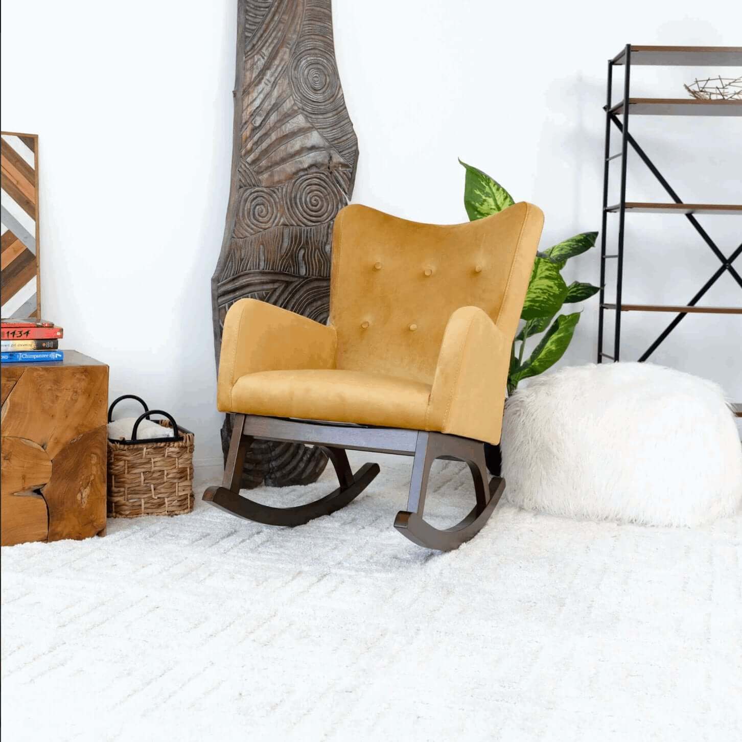 Alistair Tufted Fabric Upholstered Rocking Chair