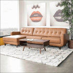Allison MCM Leather Chaise Sofa Sectional 113