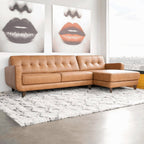 Allison MCM Leather Chaise Sofa Sectional 113