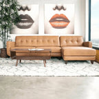 Allison MCM Leather Chaise Sofa Sectional 113