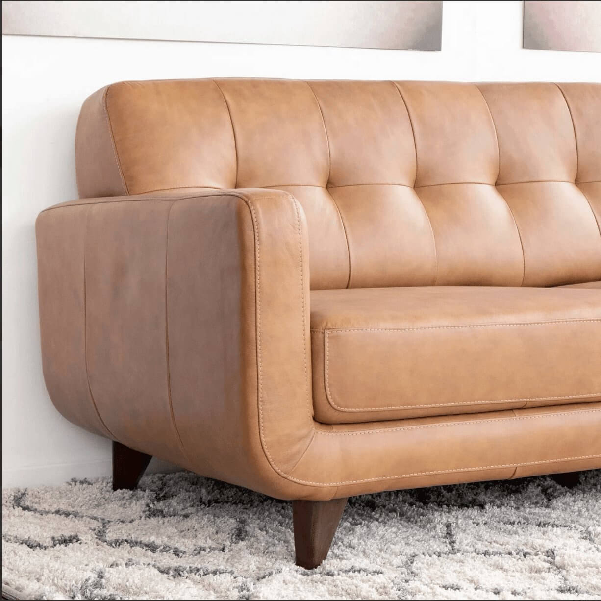 Allison MCM Leather Chaise Sofa Sectional 113