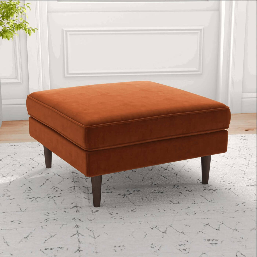 Amber MCM Square Upholstered Ottoman 32