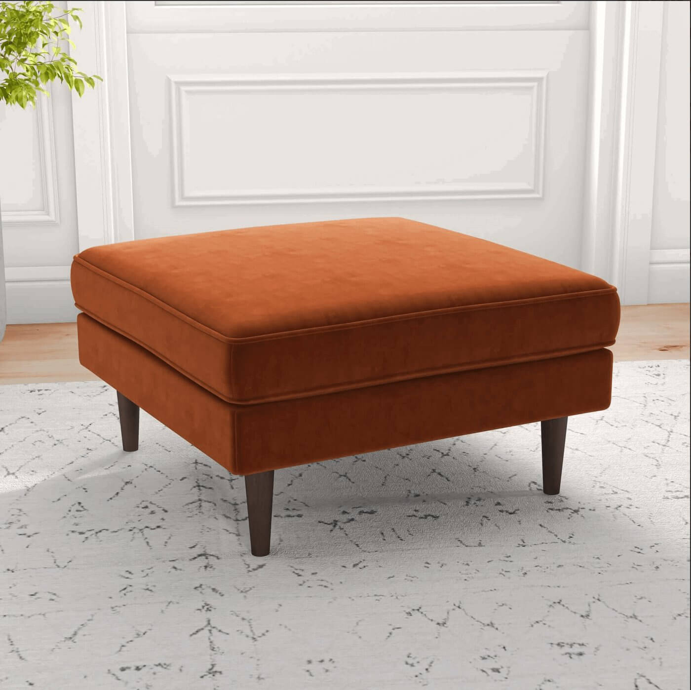 Amber MCM Square Upholstered Ottoman 32