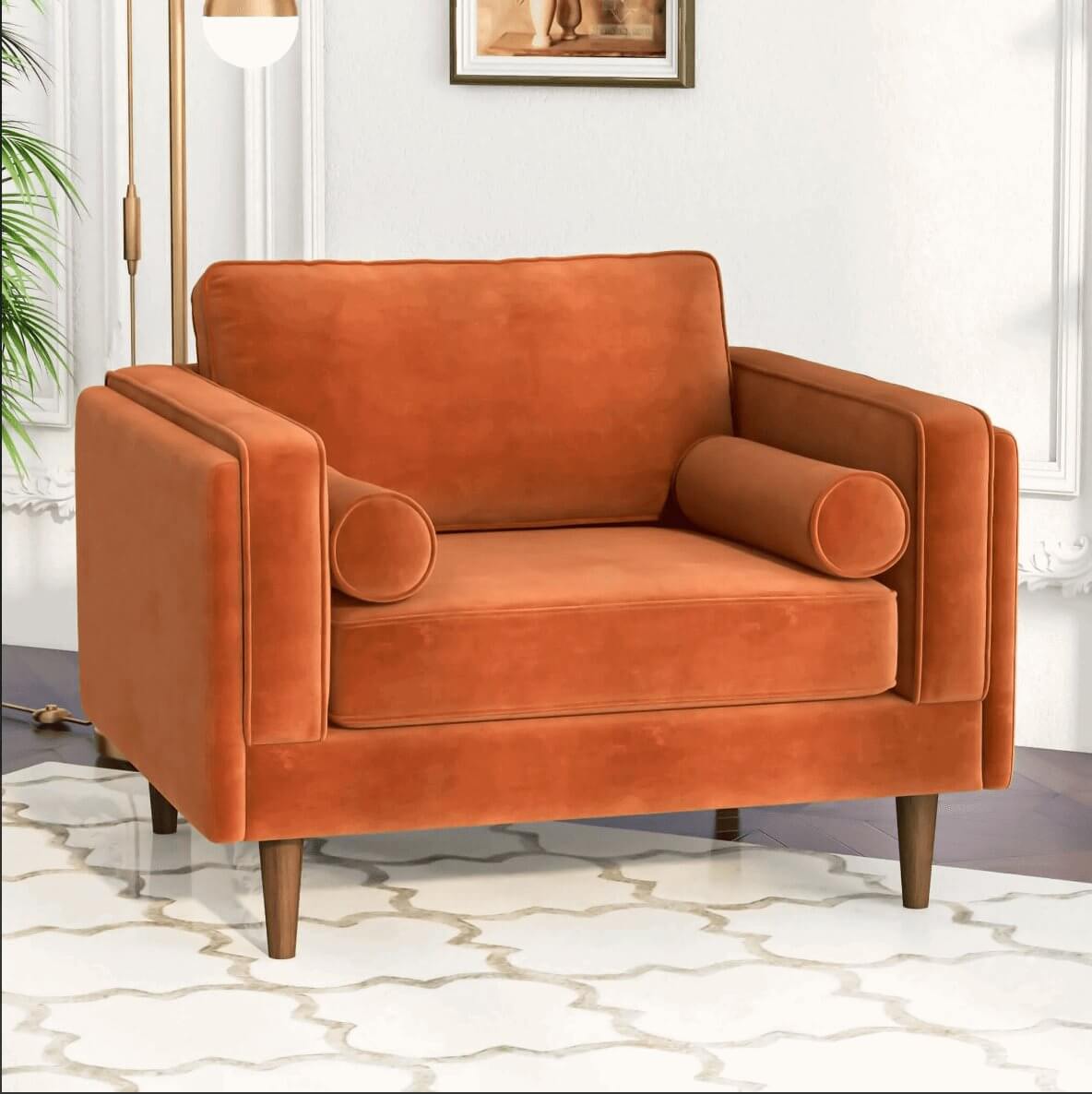 Amber MCM Velvet Accent Lounge Chair
