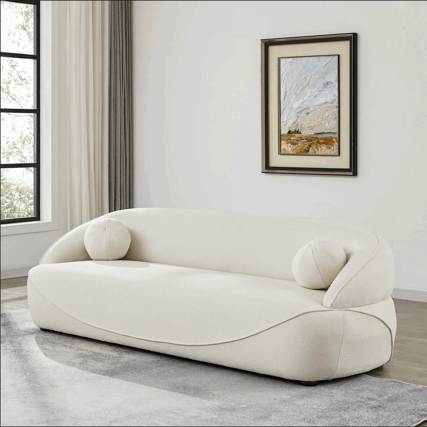 Andrew Modern Curved Boucle Sofa 84 (3 Colors)