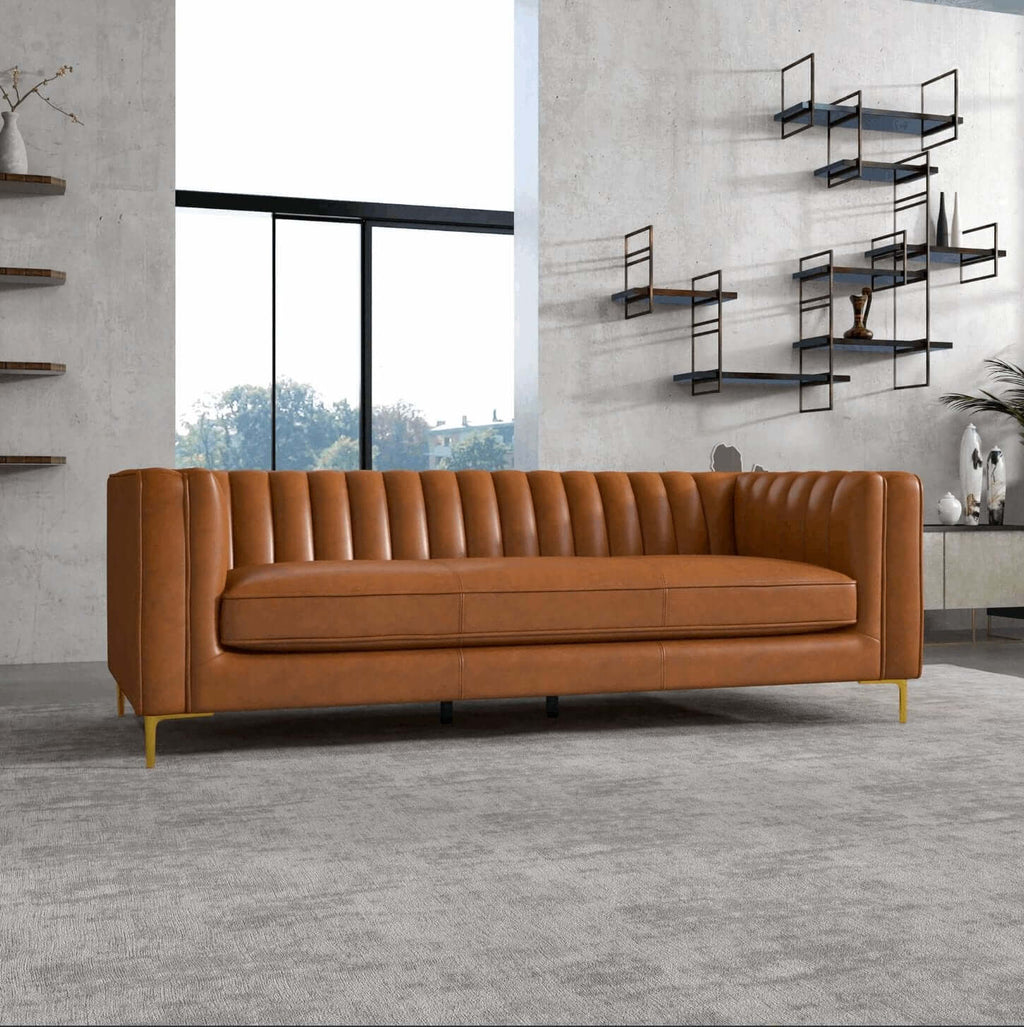 Angelina Midcentury Channel Tufted Sofa 84 (6 Colors)
