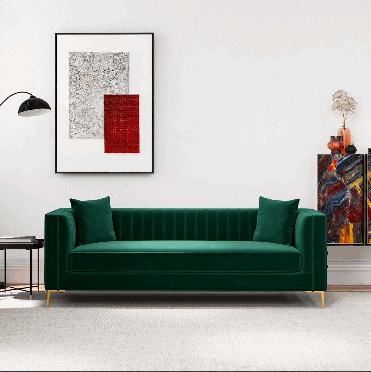 Angelina Midcentury Channel Tufted Sofa 84 (6 Colors)