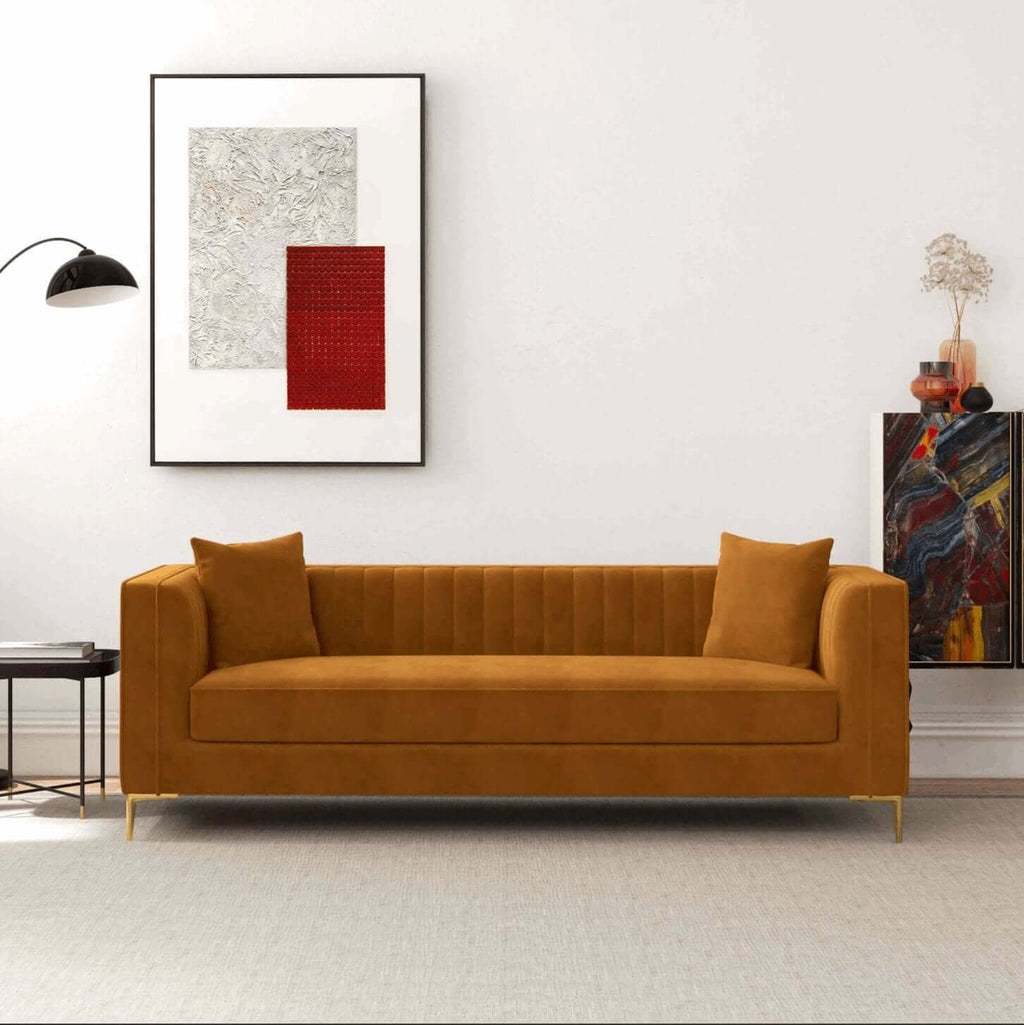 Angelina Midcentury Channel Tufted Sofa 84 (6 Colors)