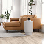 Anthony MCM Tufted Leather Chaise Sofa Sectional 101