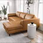 Anthony MCM Tufted Leather Chaise Sofa Sectional 101