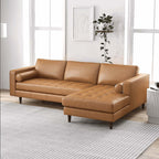 Anthony MCM Tufted Leather Chaise Sofa Sectional 101