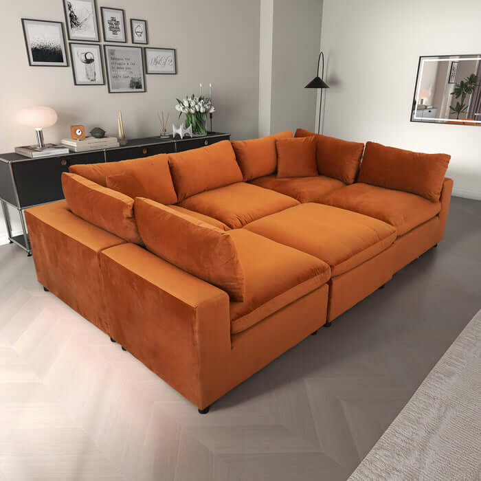 Hayward Velvet Modular Sectional Sofa 6pc (3 Colors)