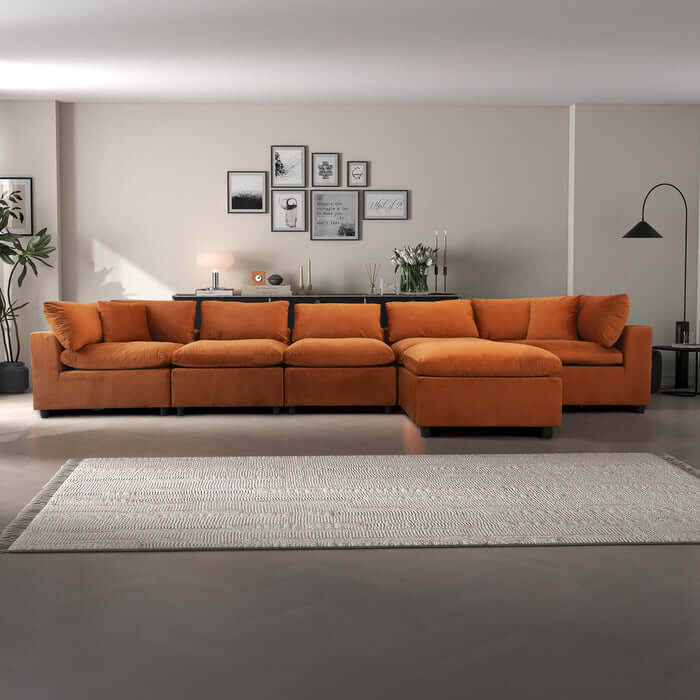 Hayward Velvet Modular Sectional Sofa 6pc (3 Colors)