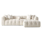 Alana Tufted Ivory Chenille Modular Sofa w/ Ottoman 113W