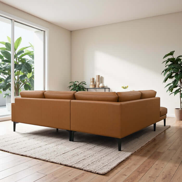 Bristol Vegan Leather Left-Facing Chaise Sofa Sectional 107.5W